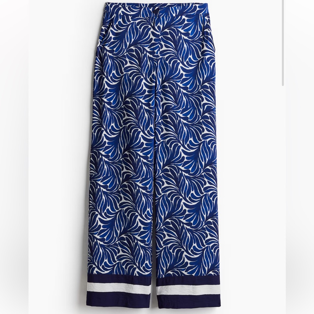 H&M Blue and White Wide Trousers